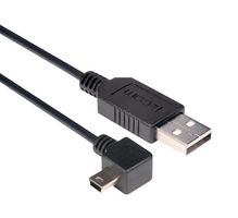 L-COM CAA-90RMB5-3M USB Cable, Type A Plug to 90° Mini Type B Plug, 3 m, 9.8 ft, USB 2.0, Black