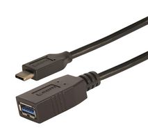 L-COM CAU31CAF-3M USB Cable, Type C Plug to Type A Receptacle, 3 m, 9.8 ft, USB 3.0, Black
