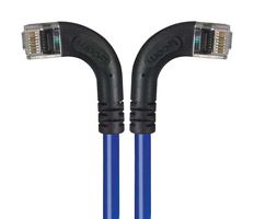 L-COM TRD695RA8BL-2 Ethernet Cable, Cat6, 90° RJ45 Plug to 90° RJ45 Plug, UTP (Unshielded Twisted Pair), Blue