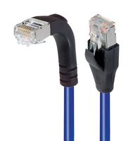 L-COM TRD815SRA1BL-25 Ethernet Cable, Cat5e, 90° RJ45 Plug to RJ45 Plug, FTP (Foiled Twisted Pair), Blue, 7.6 m, 25 ft