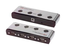 L-COM UMC-104 Converter, USB to 4 x RS-232, 12/1.5 Mbps, Aluminium, UMC Series