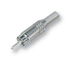 DELTRON COMPONENTS 330-0000 RCA (Phono) Audio / Video Connector, 2 Contacts, Plug, Silver Plated Contacts, Metal Body, Natural