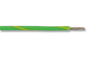 BRAND REX SPC00444S184 Wire, PTFE, Green, Yellow, 22 AWG, 19 x 0.15mm, 82 ft