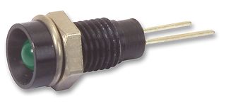 BULGIN LIMITED DX1117/GN LED Panel Mount Indicator, Brass Bezel, Green, 2.1 VDC, 6.1 mm, 30 mA, 2.5 mcd, Not Rated