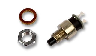 BULGIN LIMITED MP0016. Industrial Pushbutton Switch, 6.6 mm, SPST-NO, Off-(On), Plunger, Black