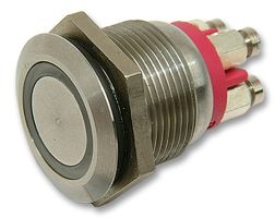 BULGIN LIMITED MPI002/TERM/BL Vandal Resistant Switch, MPI002 Series, 19.2 mm, SPST-NO, Momentary, Flush, Natural