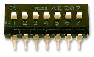 TE CONNECTIVITY - ALCOSWITCH ADE0704 DIP / SIP Switch, 7 Circuits, Slide, Through Hole, SPST, 24 VDC, 100 mA