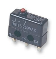 OMRON INDUSTRIAL AUTOMATION J7 Microswitch, Snap Action, Plunger, SPDT, Solder, 7 A, 250 V