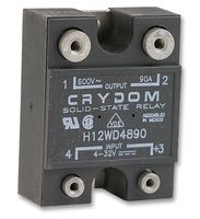 SENSATA/CRYDOM H12WD4890 Solid State Relay, SPST-NO, 90 A, 660 VAC, Panel Mount, Screw, Zero Crossing