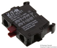 EATON MOELLER M22-KC01 Contact Block, Rear, 1NC, 6 A, 500 V, 1 Pole, M22 Series, Screw