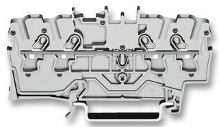 WAGO 2002-1401 DIN Rail Mount Terminal Block, 4 Ways, 22 AWG, 12 AWG, 4 mm², Clamp, 24 A