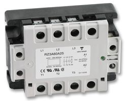 CARLO GAVAZZI RZ3A60A55 Solid State Relay, 3PST-NO, 55 A, 660 VAC, Panel Mount, Screw, Zero Crossing