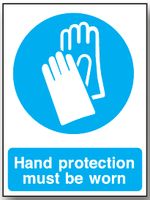 BRADY M10ADHD SIGN, HAND PROTECT MUST BE WORN, SAV