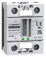 CROUZET 84140013N Solid State Relay, 25 A, 280 VAC, Panel Mount, Screw, Zero Crossing