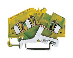 WAGO 281-637 DIN Rail Mount Terminal Block, 3 Ways, 28 AWG, 12 AWG, 4 mm², Clamp