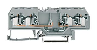 WAGO 281-665/281-400 DIN Rail Mount Terminal Block, 4 Ways, 28 AWG, 12 AWG, 4 mm², Clamp, 1.5 A