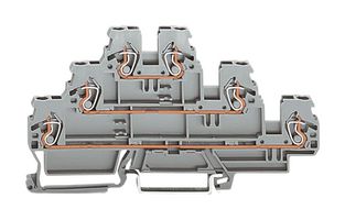 WAGO 870-551 DIN Rail Mount Terminal Block, 6 Ways, 28 AWG, 12 AWG, 2.5 mm², Clamp, 24 A