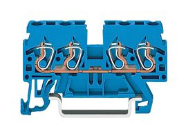 WAGO 870-834 DIN Rail Mount Terminal Block, 4 Ways, 28 AWG, 12 AWG, 2.5 mm², Clamp, 24 A