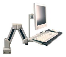 PRO SIGNAL 83-12999 LCD Monitor Mount, Desk, with Keyboard Tray, 10 kg, Light Grey