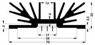 FISCHER ELEKTRONIK SK 64 37,5 SA 1 X M3 TO 220 Heat Sink, TO-220, 4.1 °C/W, TO-220, 37.5 mm, 25 mm, 37.5 mm