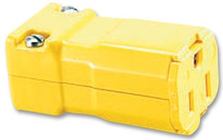 HUBBELL WIRING DEVICES HBL5969VY Power Entry Connector, Power Entry, 15 A, Yellow, Nylon (Polyamide) Body, 125 V