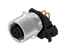 AMPHENOL CONEC 43-02639 Sensor Connector, M12, Female, 8 Positions, PCB Socket, Right Angle Panel Mount