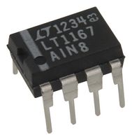 ANALOG DEVICES LT1167AIN8#PBF Instrument Amplifier, 1 Channels, 15 µV, 1.2 V/µs, 1 MHz, ± 2.3V to ± 18V, DIP
