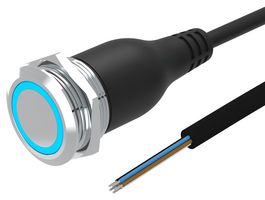 EAO 82-6655.1124 Vandal Resistant Switch, Ring Illuminated, 24V LED, 82 Series, 22 mm, SPDT, Momentary