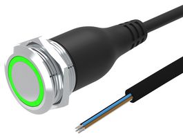 EAO 82-6655.2134 Vandal Resistant Switch, Ring Illuminated, 24V LED, 82 Series, 22 mm, SPDT, Maintained