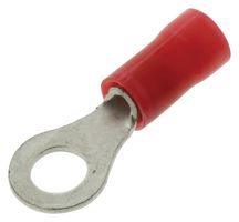 AMP - TE CONNECTIVITY 34148 Ring Tongue Terminal, M4, #8, 16 AWG, 1.42 mm², PLASTI-GRIP, Red
