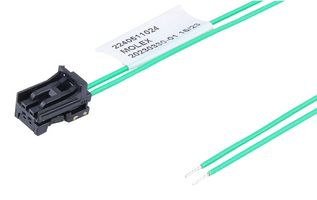 MOLEX 224051-1023 Cable Assembly, Mini50 Receptacle to Free End, 2 Ways, 2 mm, 1 Row, 300 mm, 11.8 "