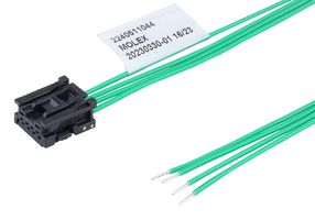 MOLEX 224051-1043 Cable Assembly, Mini50 Receptacle to Free End, 4 Ways, 2 mm, 1 Row, 300 mm, 11.8 "