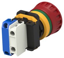 TE CONNECTIVITY - ALCOSWITCH PBES22L100R Emergency Stop Switch, 22mm, SPST-NO, Maintained, Screw, 10 A, 24 V