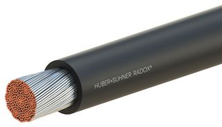 HUBER+SUHNER RXL 125 10MM2 BK Wire, Stranded, Polyolefin, Black, 78 x 0.4mm, 328 ft
