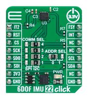 MIKROELEKTRONIKA MIKROE-6024 Add-On Board, 6DOF IMU 22 Click, ICM-42670-P, 6-Axis MEMS Motion Tracking IMU, I2C, SPI, 3.3V