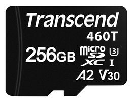 TRANSCEND TS256GUSD460T Flash Memory Card, 3D NAND, MicroSD Card, Class 2, Class 30, V30, 256 GB