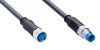 SICK YF8U14-020UA3M8U14 Sensor Cable, A Coded, Black, M8 Receptacle, M8 Plug, 4 Positions, 2 m, 6.6 ft
