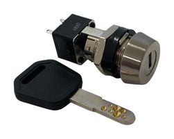 LORLIN DBSL-7-D-D Keylock Switch, 19mm Mounting Hole, DPDT, DBSL Series, 2 Position, Solder Lug, 80 A