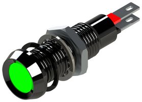 MARL 677-532-04 LED Panel Mount Indicator, Smoked Lens, Green, 3.4 VDC, 8.1 mm, 20 mA, 2.157 cd, IP67