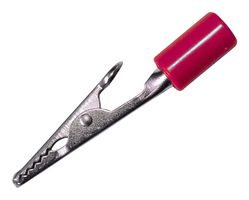 MUELLER ELECTRIC BU-60H-2 Alligator Clip, Insulated, 7.9 mm Jaws Open, 58 mm Length, 10 A, Red