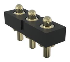 MULTICOMP PRO MP015217 Spring Loaded Connector, Pogo Pin Header, 2.54 mm, 1 Row, 3 Contacts, Through Hole Mount, Brass