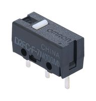 ARATAS D2FC-F-7N(100M) Microswitch, Ultra Subminiature, Pin Plunger, SPST-NO, PC Pin, 1 mA, 6 V