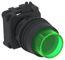 TE CONNECTIVITY - ALCOSWITCH IPE22EXILGR Industrial Pushbutton Switch, IPE Series, 22.5 mm, SPST-1NC / 1NO, Momentary, Round Raised, Green