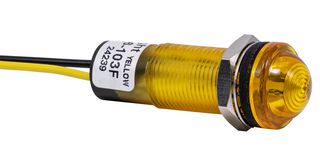 DIALIGHT 659-2706-103F LED Panel Mount Indicator, Watertight, Yellow, 60 VDC, 12.7 mm, 28 mA, 2.2 cd, IP67, NEMA 4X