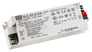 MEAN WELL XLC-60-H-KN LED Driver, LED Lighting, 60 W, 54 V, 1.7 A, Constant Power, 100 VAC