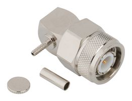 AMPHENOL RF 031-6966 RF / Coaxial Connector, TNC Coaxial, Right Angle Plug, Solder, Crimp, 50 ohm, 0.81mm Micro, Brass