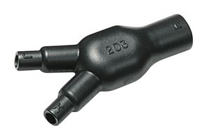 HELLERMANNTYTON 402-03037 203-1-GW24-PO-X-BK Heat Shrink Boot, 2-Way Outlet, VG-Style, Y Transition, 1.06 ", 27 mm, Black, 3.15 ", 80 mm
