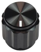 VISHAY ACCKMR1617NLT14 Knob, Metallic, Black, Round Shaft, 6.35 mm, Aluminium, Round with Top Indicator Line, 15.5 mm