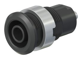 STAUBLI 49.7049-21 Banana Test Connector, 4 mm, Socket, Panel Mount, 24 A, 1 kV, Nickel Plated Contacts, Black