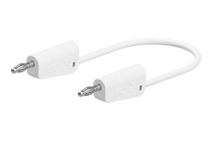 STAUBLI 64.1030-10029 Banana Test Lead, 30 VAC, 4mm Stackable Banana Plug, 4mm Stackable Banana Plug, 3.3 ft, 1 m, White